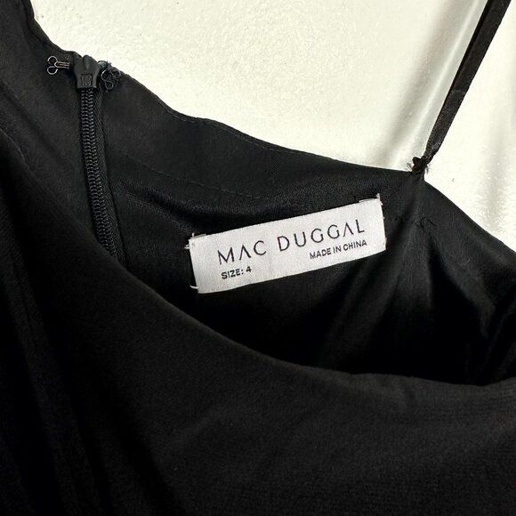 MAC DUGGAL One-Shoulder Jersey Midi Dress in Black Size US 4 NWT - Picture 6 of 10